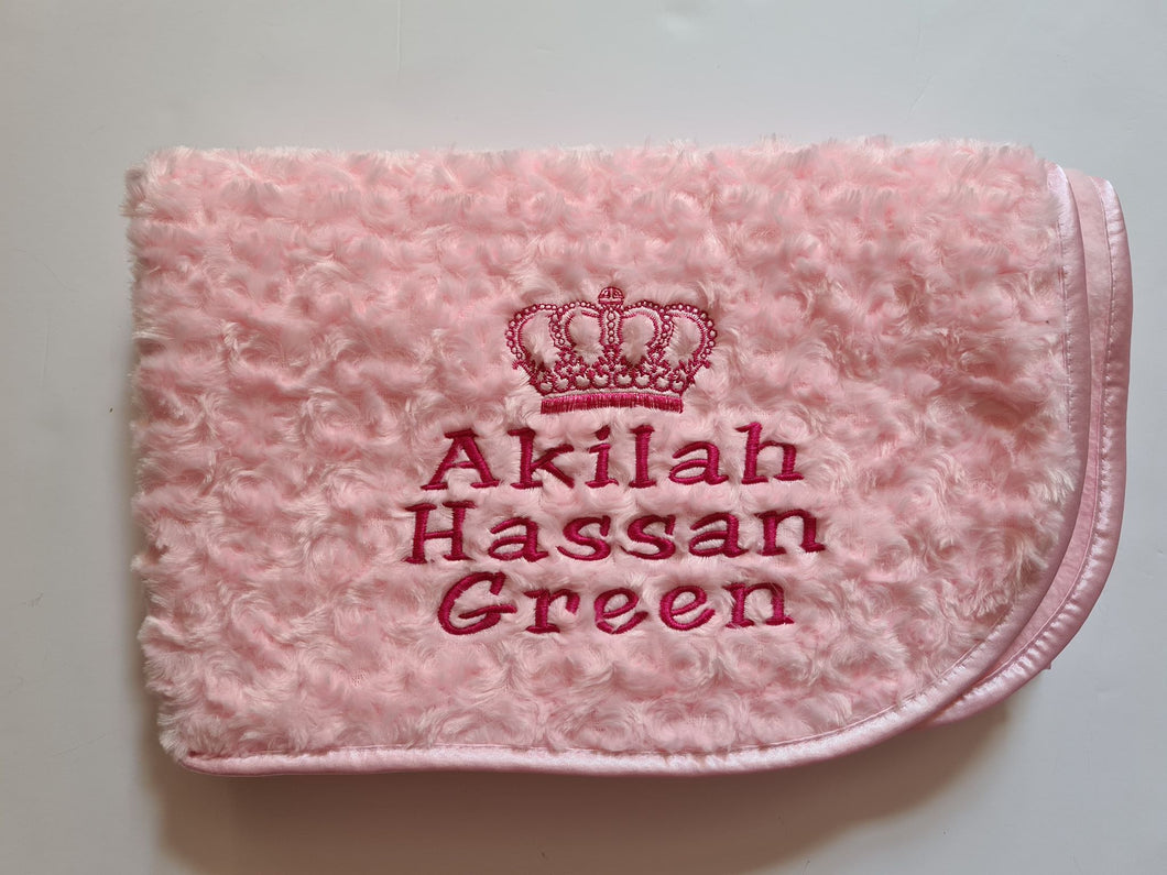 pink full personalisation Rosebud Blanket