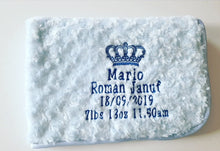 Load image into Gallery viewer, Blue full personalisation Rosebud Blanket
