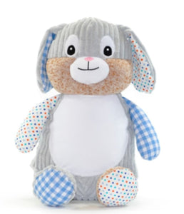 Blue Patchwork Personalised Bear